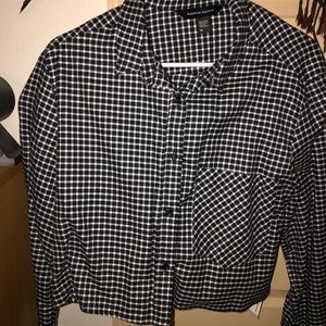 American Apparel Cropped B&W Plaid Shirt